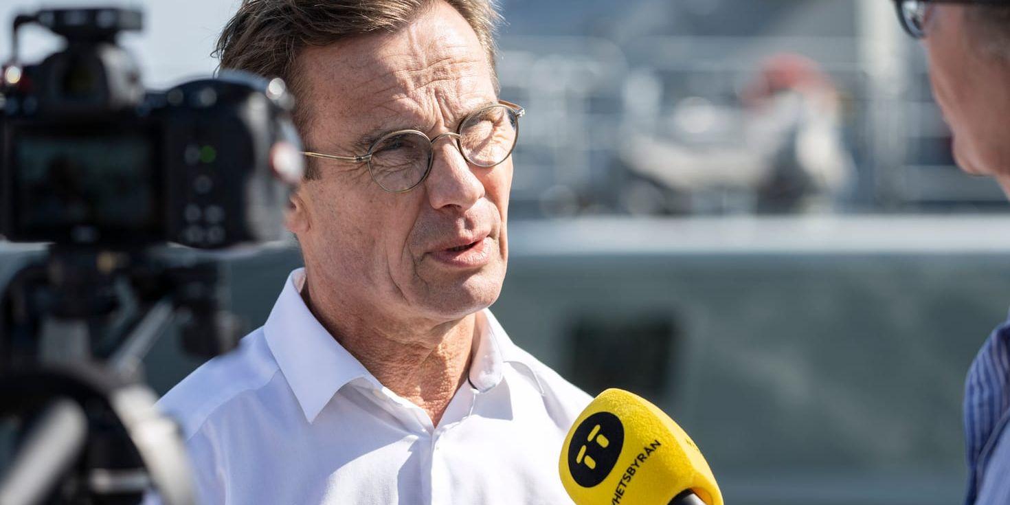 Statsminister Ulf Kristersson (M) kommenterar att brottsmisstankarna mot Richard Jomshof (SD) läggs ned. Arkivbild.