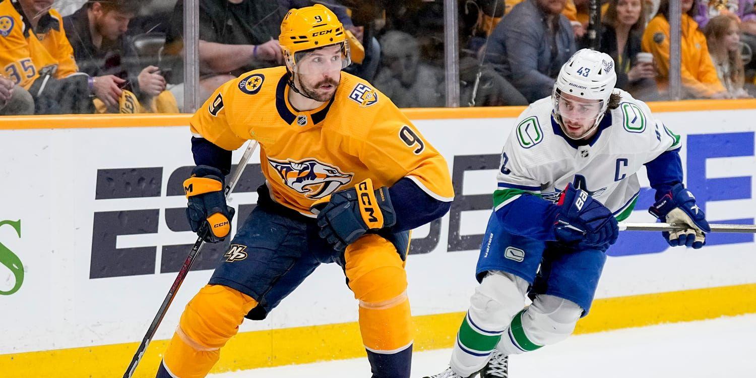 Nashville bäste målskytt Filip Forsberg får nu kanske inrikta sig på VM om han vill spela mer i vår. Nashville slogs ut i NHL-slutspelet av Vancouver, med de båda Elias – Pettersson och Lindholm - i laget.